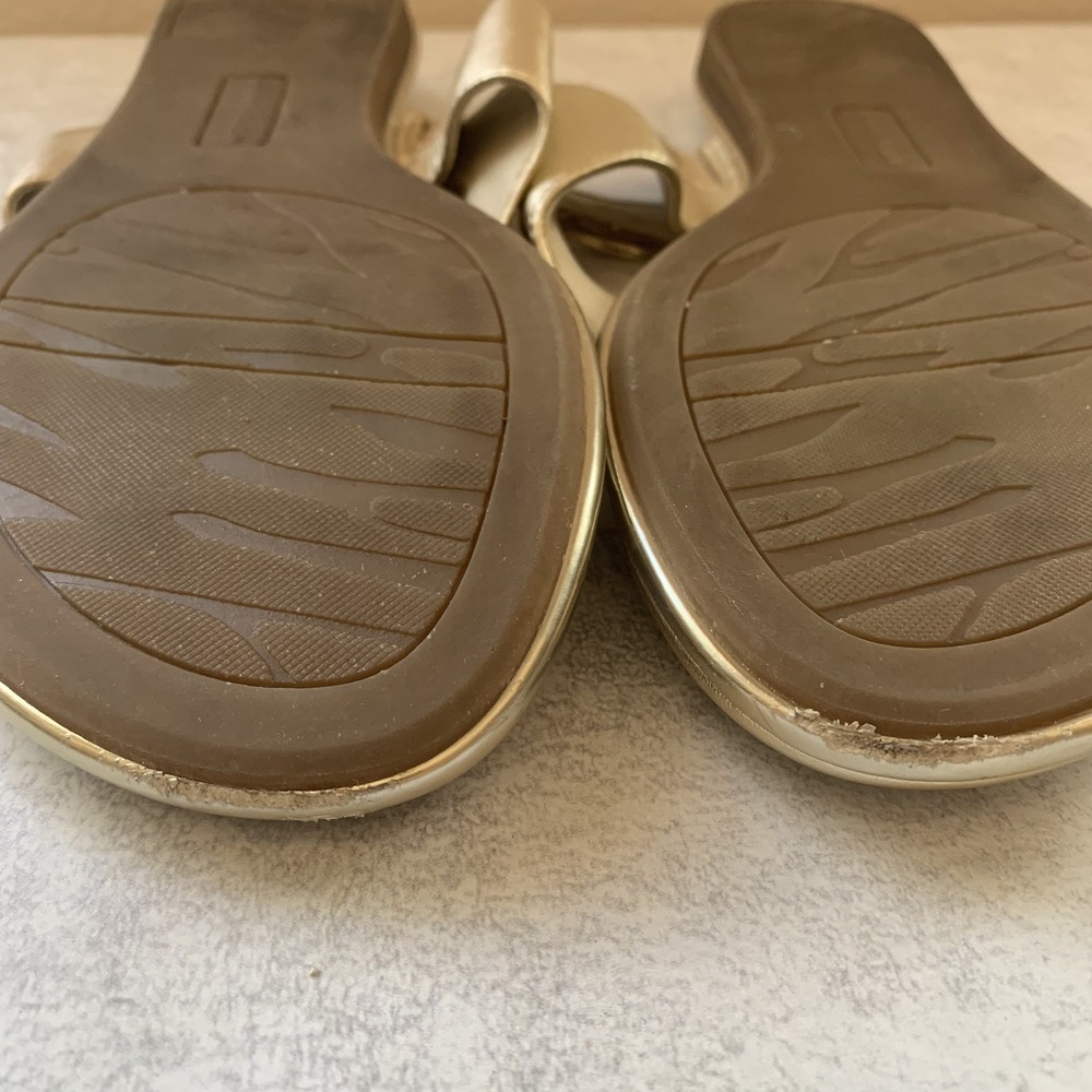 Anne Klein Women Sandals 8M Wedge Gold Metallic Slip On Comfort Shoes - Picture 15 of 16